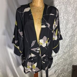 Vintage Halston Heritage Silk Floral Black Top-M/L